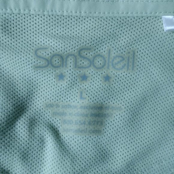 SanSoleil Bright Green Size Large Shirt, Top, Breathable Mesh, Golf, Button - Picture 6 of 7